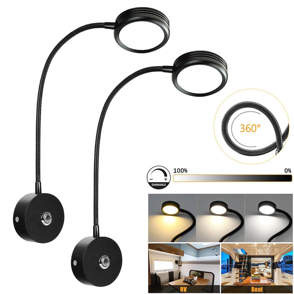 Jibenhome LED Leselampe Schwanenhals Lampe Wandmontage Schwarz LED Bettleuc günstig online kaufen