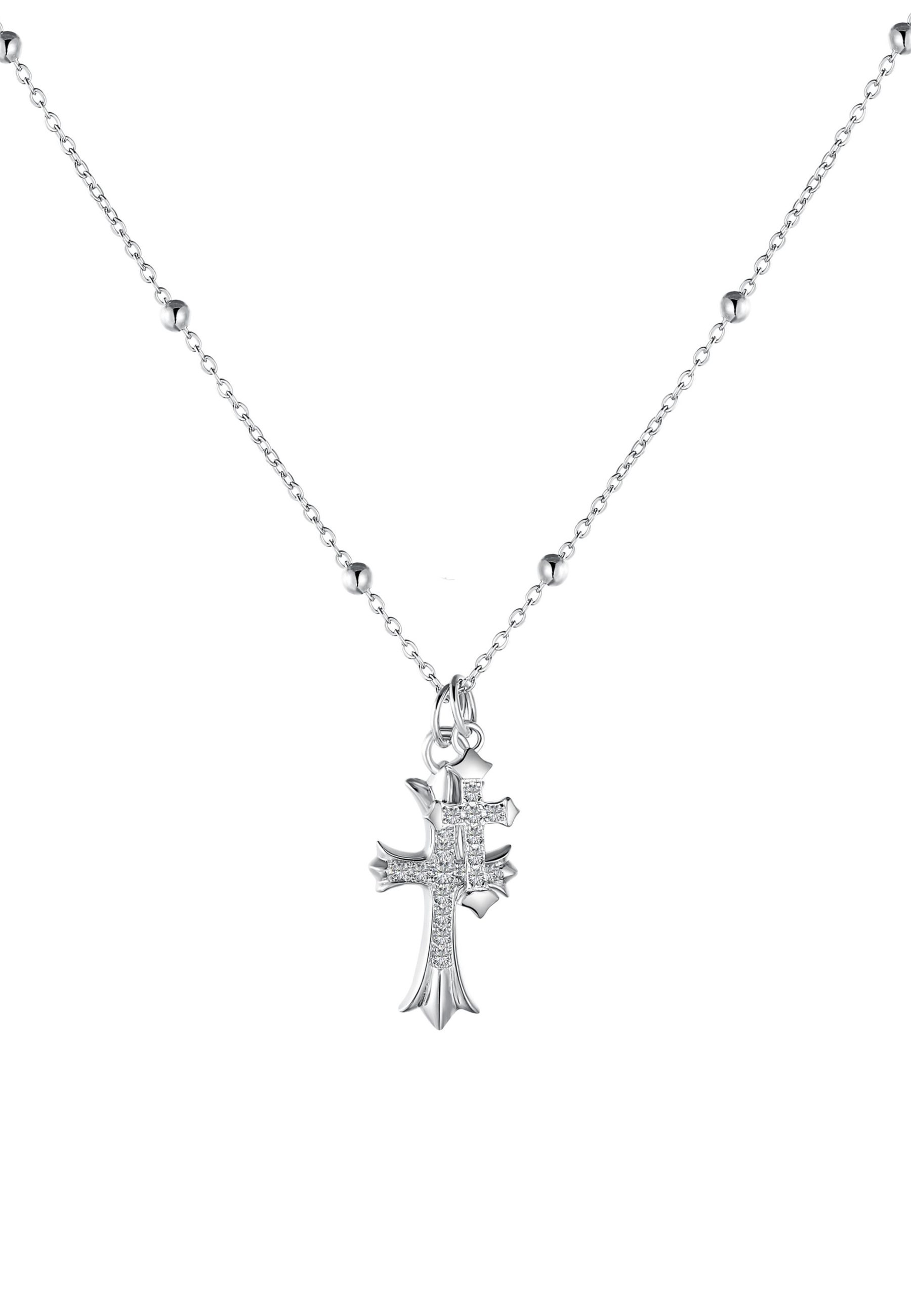 BRELLATO Kreuzkette Damen Halskette Kreuz-Anhänger, Gotik Symbol Kristall-K günstig online kaufen