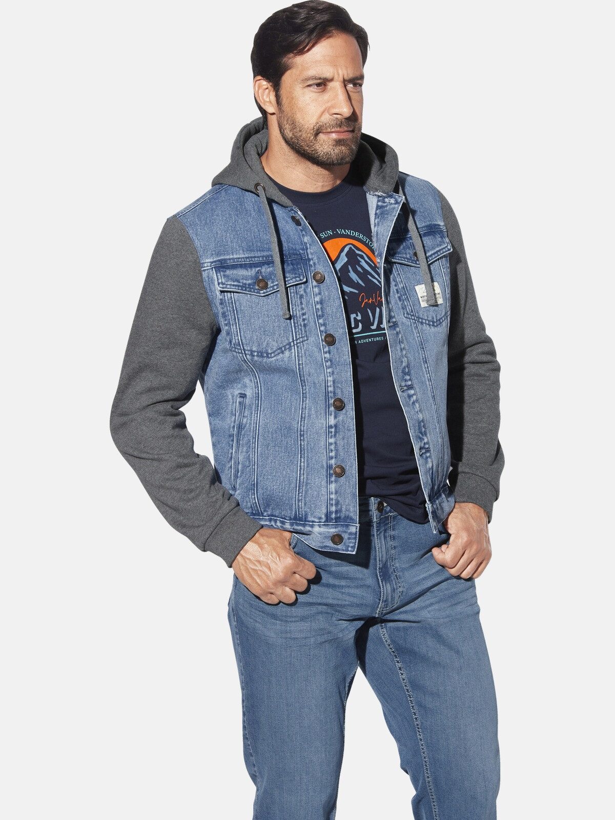 Jan Vanderstorm Jeansjacke INGMARK mit Kontrast-Kapuze günstig online kaufen