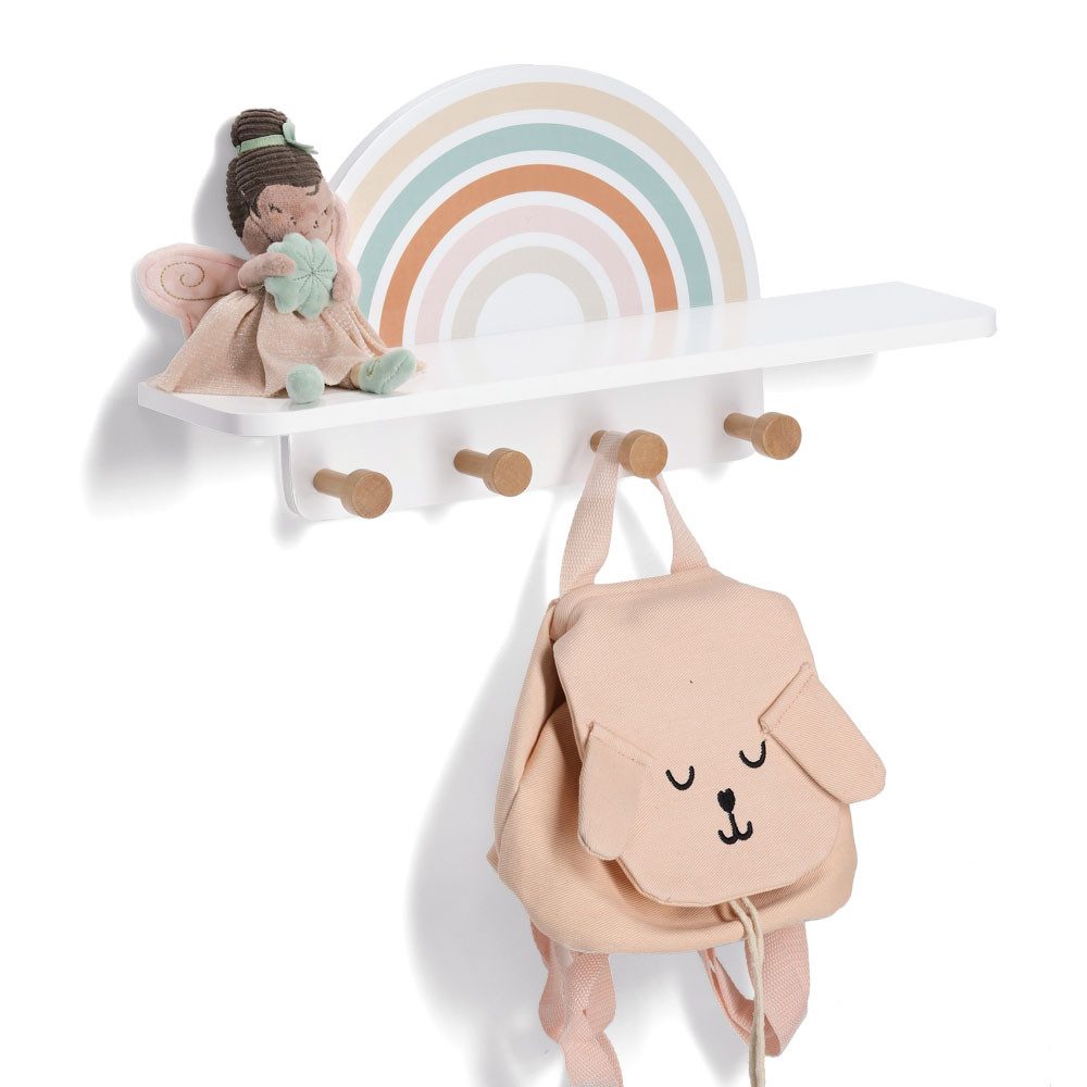 Zeller Present Wandgarderobe Kinder-Wandgarderobe - Rainbow - Weiß günstig online kaufen