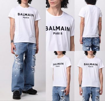 Balmain T-Shirt BALMAIN Flocked Logo Straight Fit T-Shirt Cotton Shirt Paris Tee XXL