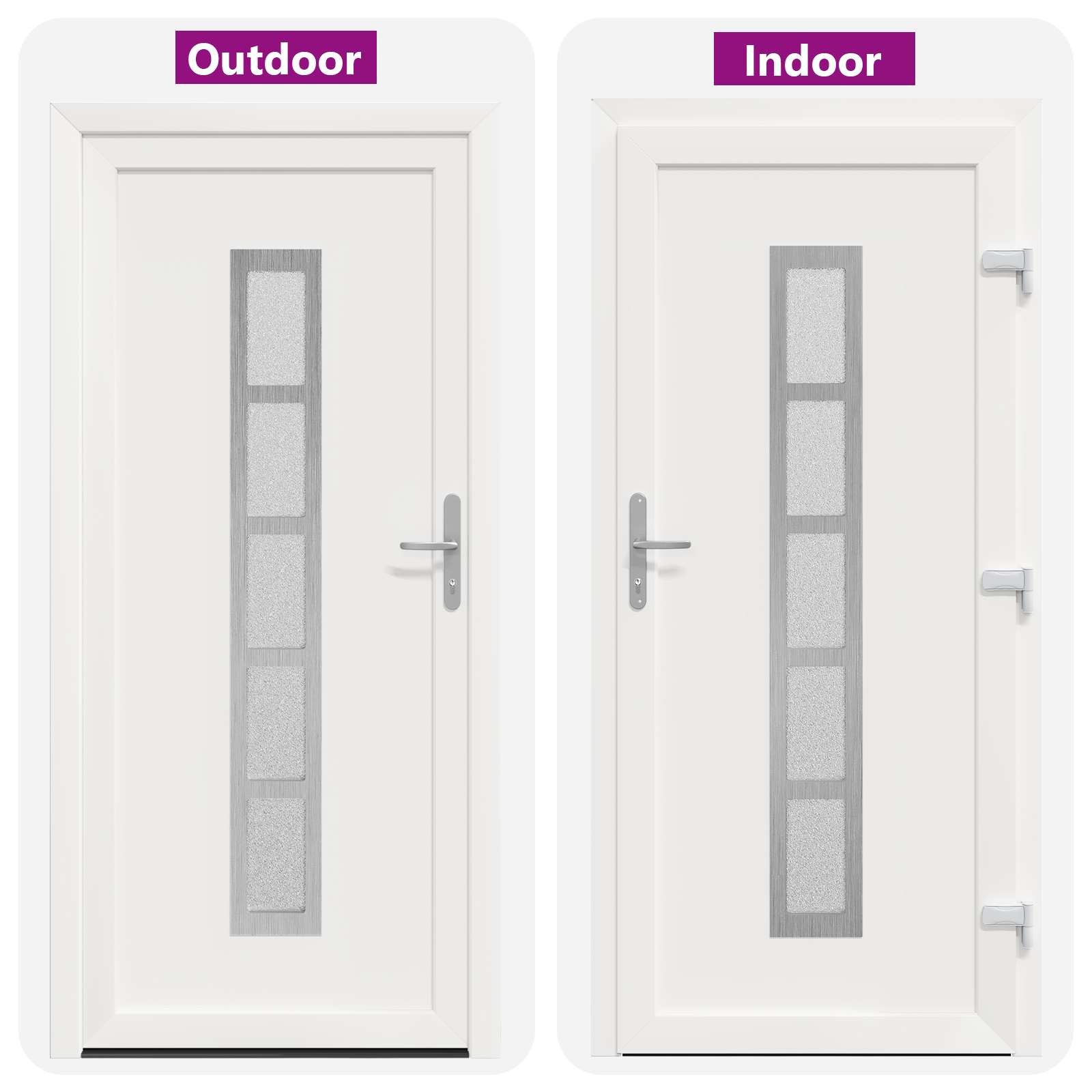 vidaXL Haustür 108 x 208 cm Haustür Vordertür Weiß 108x208 cm PVC Kunststoff rechts
