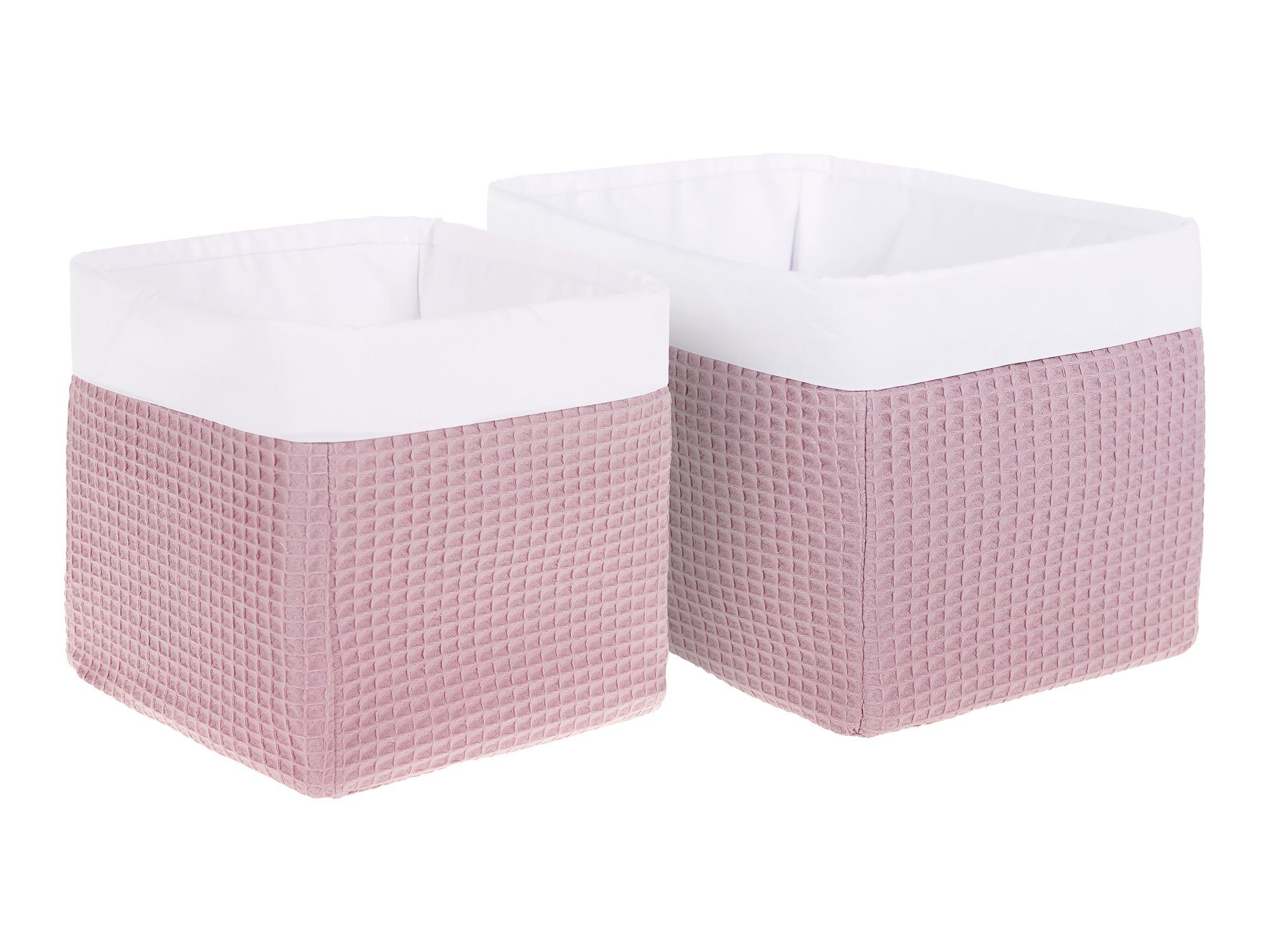 Aufbewahrungskorb für Kinderzimmer Größe 20 x 20 x 20 cm KraftKids Stoff-Körbchen in Waffel Piqué rosa Aufbewahrungsbox fürs Bad 