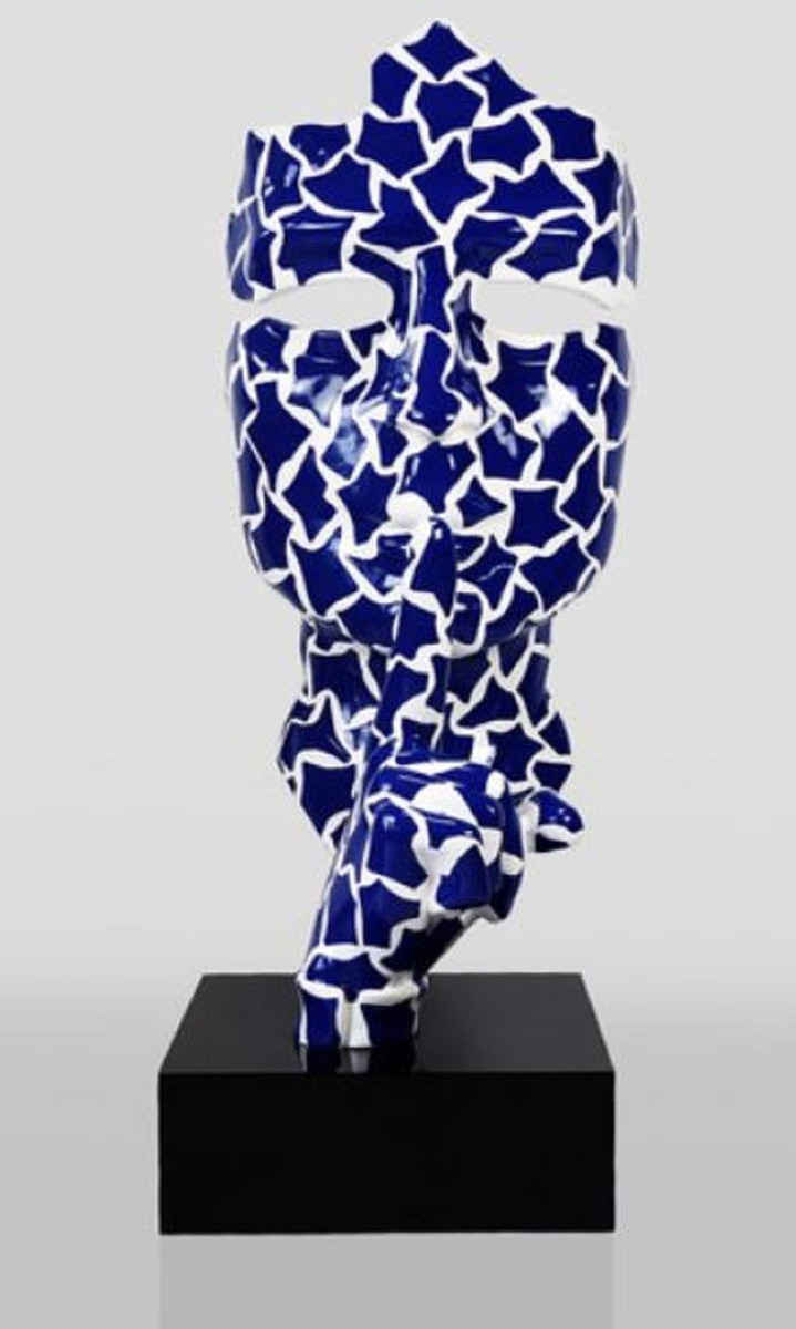 Casa Padrino Skulptur Casa Padrino XXL Deko Skulptur Blau / Weiß / Schwarz H. 190 cm