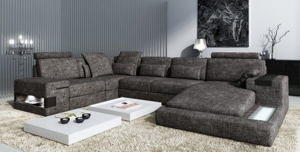 Ecksofa XXL Polster JVmoebel Ledersofa Ecksofa, Couch Big Wohnlandschaft Form Sofa Sofas