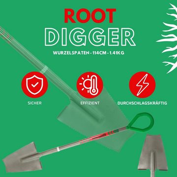 Starlyf Spaten Root Digger Wurzelspaten, (Spar Set, 1-St., 1er oder 2er Pack), Mehrzweckschaufel mit Schneidspitze, 114cm aus Manganstahl