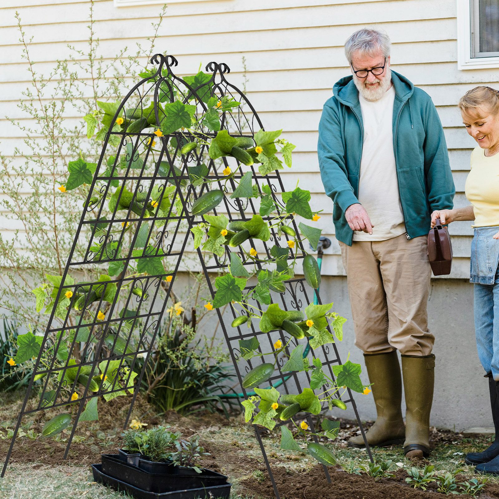 KOMFOTTEU Gartenzaun, (Set, 4-St), Rankgitter Metall günstig online kaufen
