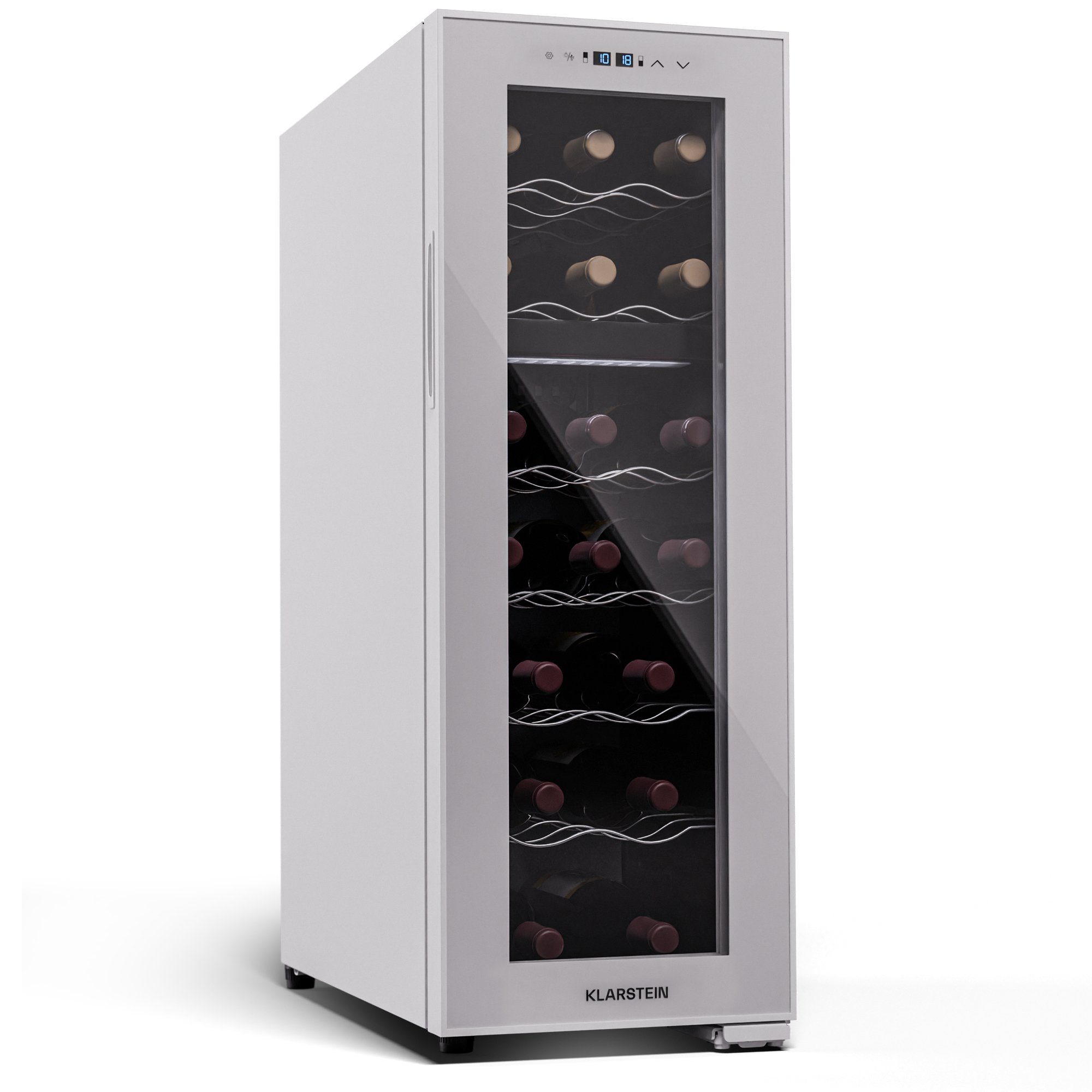 Klarstein Weinkühlschrank Shiraz, für 18 Standardflaschen á 0,75l,Wein Flaschenkühlschrank Weintemperierschrank Weinschrank Kühlschrank