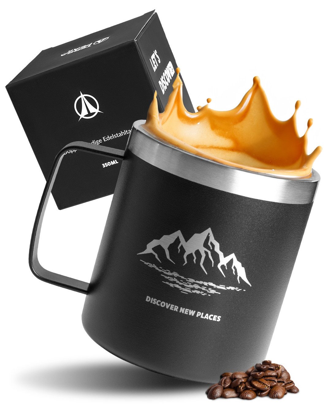 Terra Peak Thermotasse, Doppelwandig, aus premium 18/8 Edelstahl, mit edler Gravur