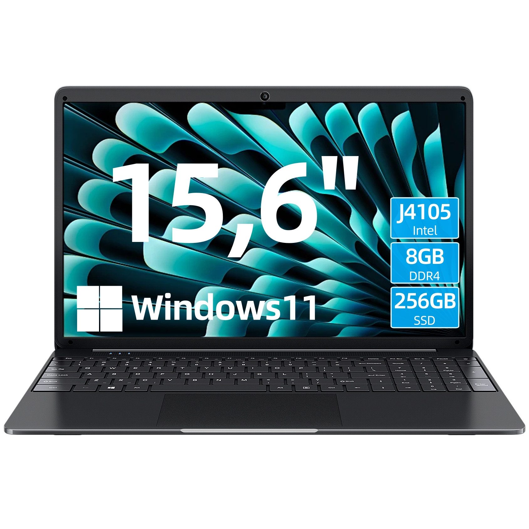 MENGHU 15,6" Laptop 8GB RAM 256GB SSD Quad-Core 7200mAh FHD 1366x768 IPS Notebook (J4105, 256 GB SSD, Intel® UHD Graphics 600)