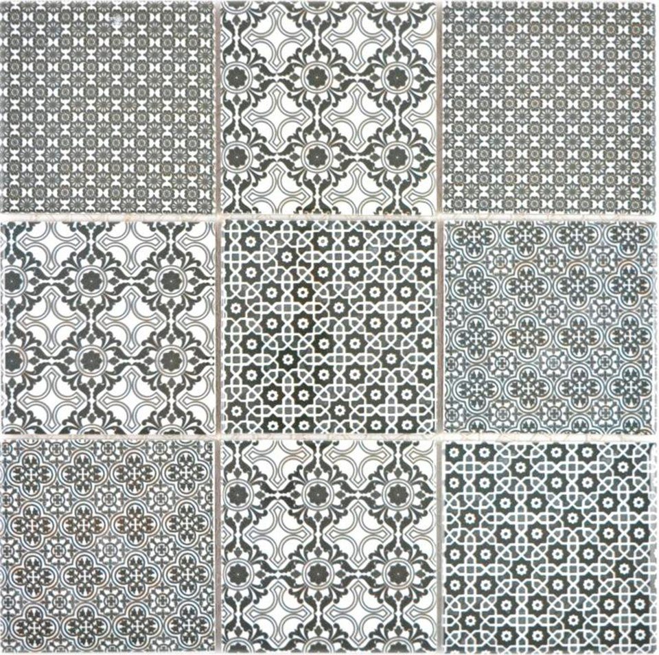 Mosani Mosaikfliesen Mosaik Fliese Wand Dekor Vintage Keramik Mosaik schwarz anthrazit