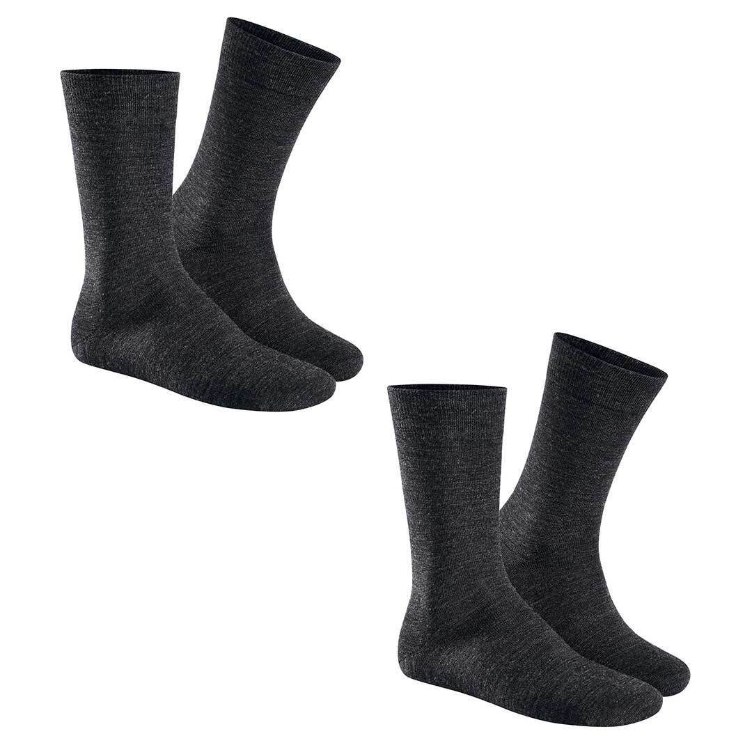 [2024 sehr beliebt] Hudson Basicsocken ONLY 2-PACK Schurwolle Socken Grau-mel. im mit Herren (2-Paar) 0550 Doppelpack