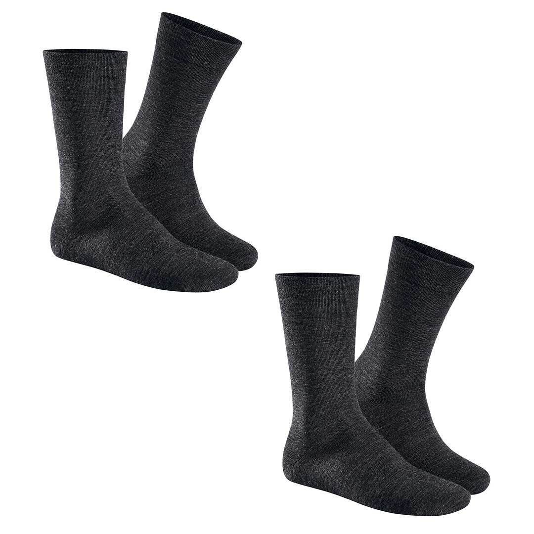 Hudson Basicsocken ONLY 2-PACK (2-Paar) Herren Socken mit Schurwolle im Doppelpack Grau-mel. 0550