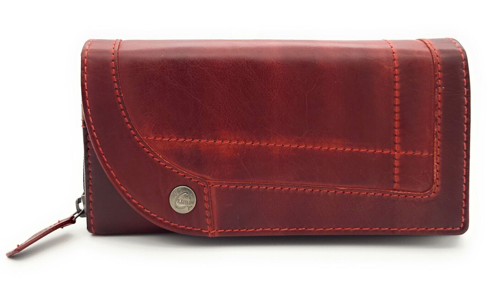 JOCKEY CLUB Geldbörse echt Leder Damen Portemonnaie mit RFID Schutz, 15 Kartenfächer, großes Münzfach, vintage cherry