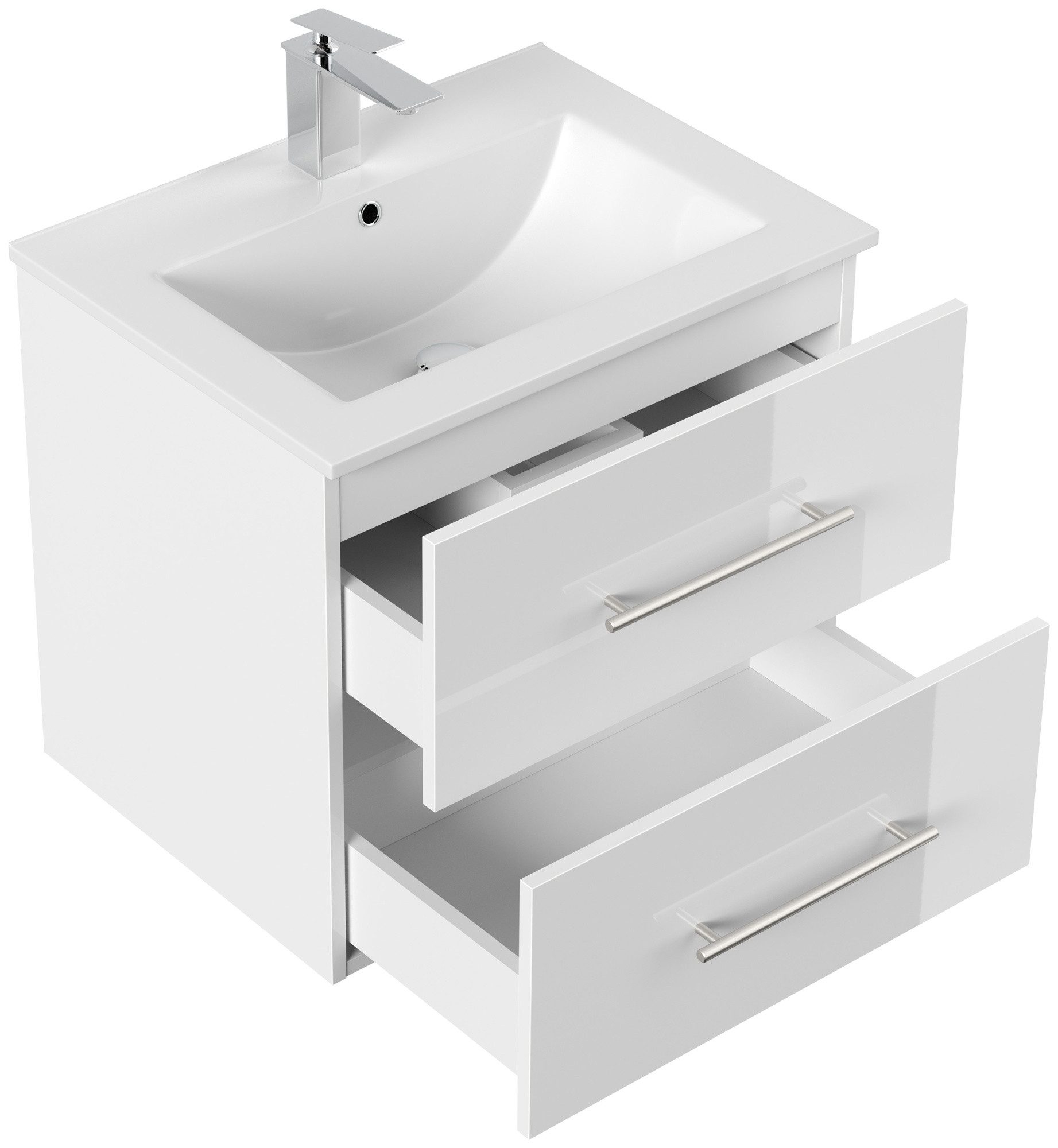 Magnolia Home Waschtisch Badmöbel Firenze 60 SoftClose weiss hochglanz