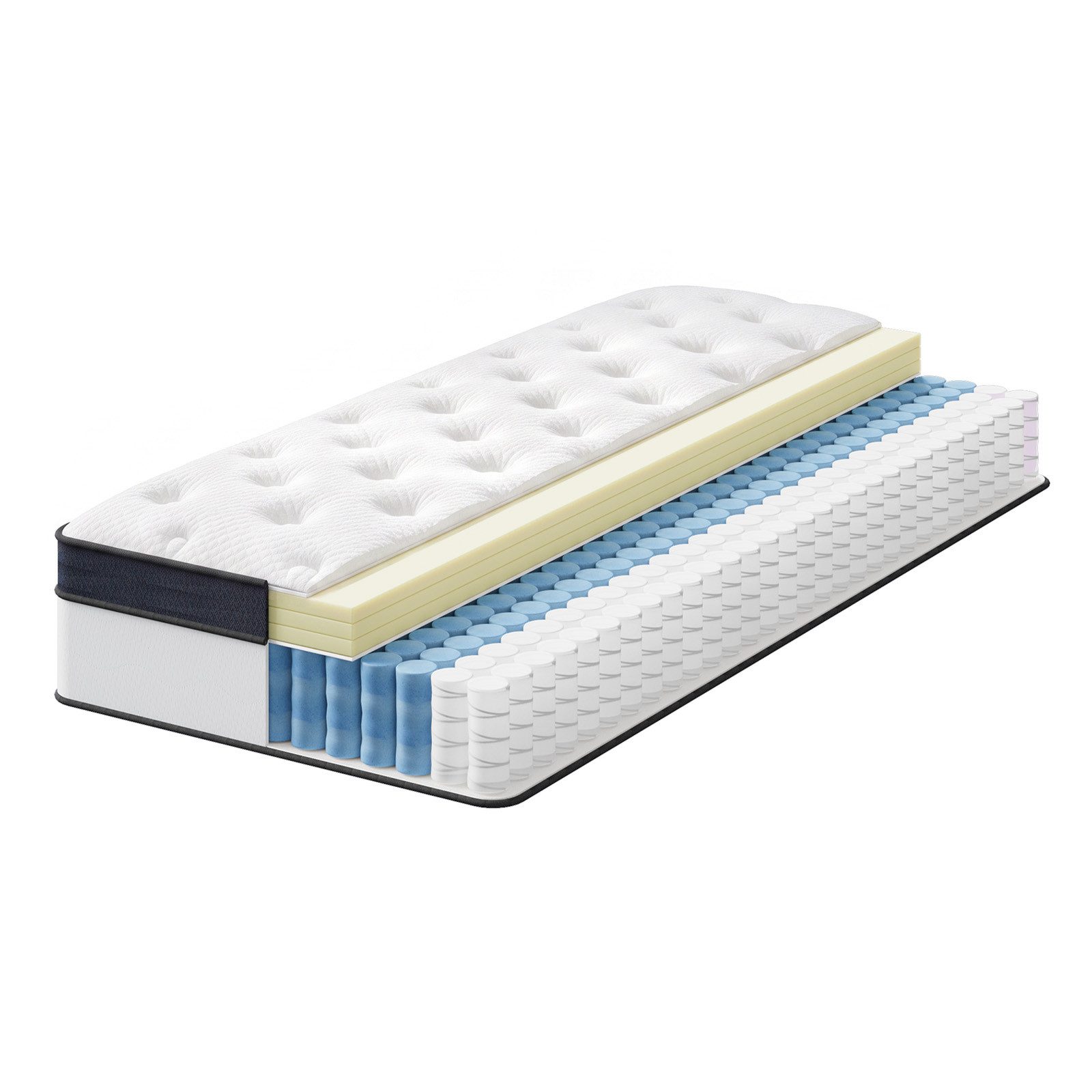 Taschenfederkernmatratze, Woltu, 24 cm hoch, Taschenfederkernmatratze, ergonomisch und atmungsaktiv für Einzelbett