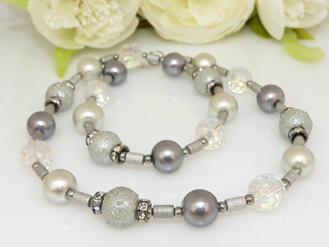 traumschmuck Collier 244d Halskette Perlenkette Glasperlen glänzend facetti günstig online kaufen