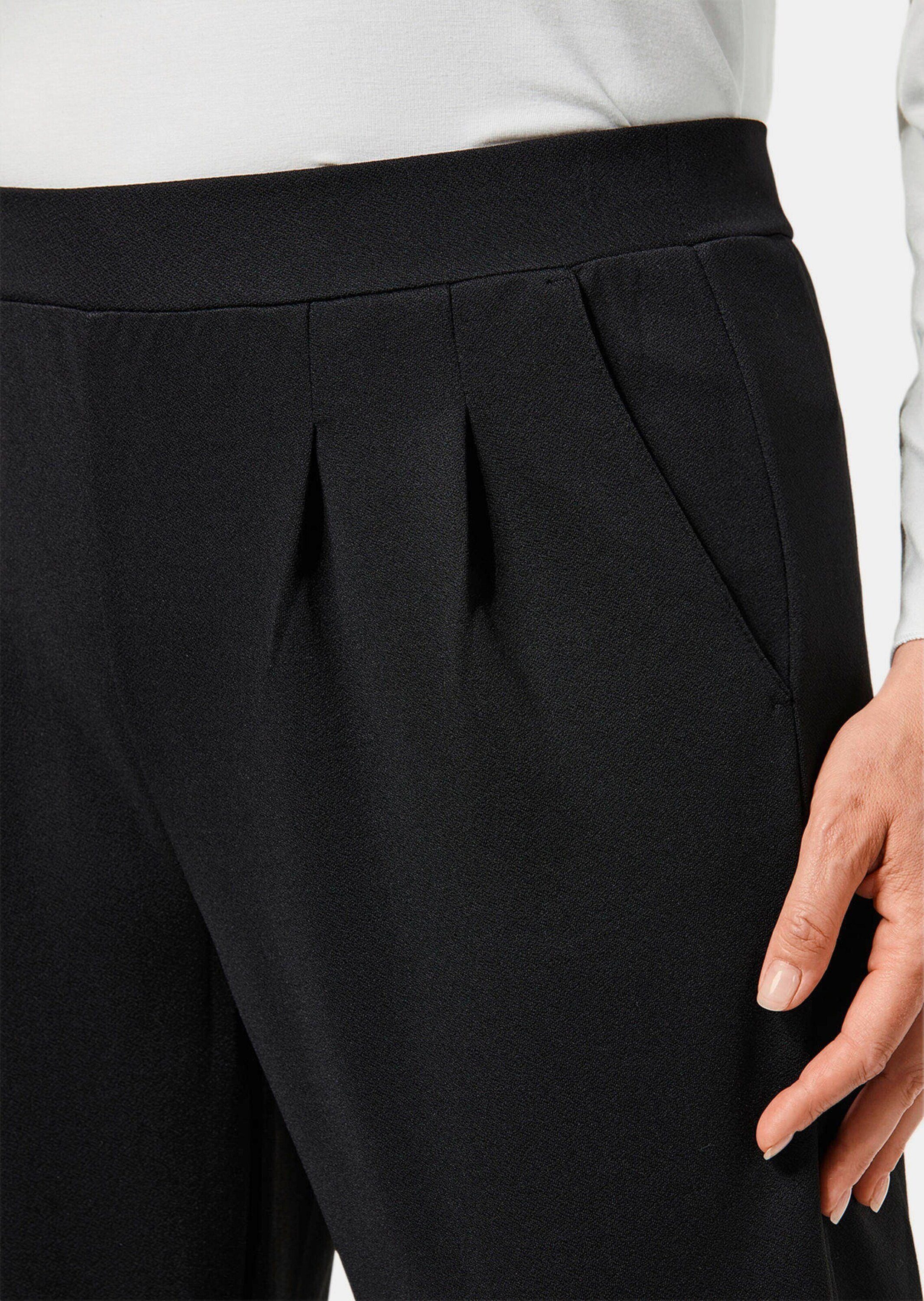 GOLDNER Schlupfhose Kurzgröße: Businesshose SARA mit Komfortbund Krepphose mit elastischem Bund, Taschen, Bundfalten
