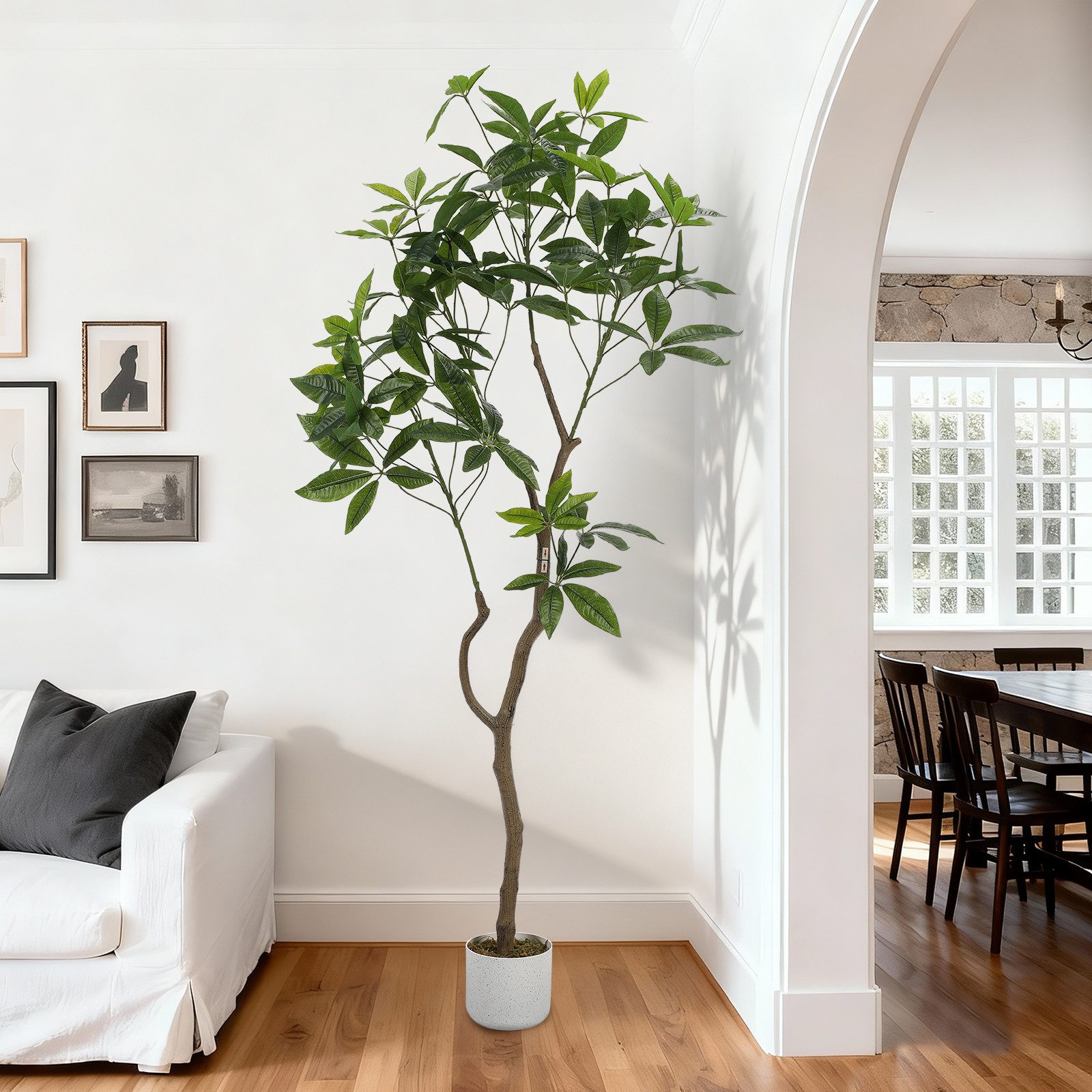 GarveeMore Zimmerpflanze Künstlicher Schefflera-Baum 160cm/200cm Künstliche Pflanzen, Künstlicher Schefflera-Baum für Zuhause, Büro, Wohnzimmer – Bild 3 von 5