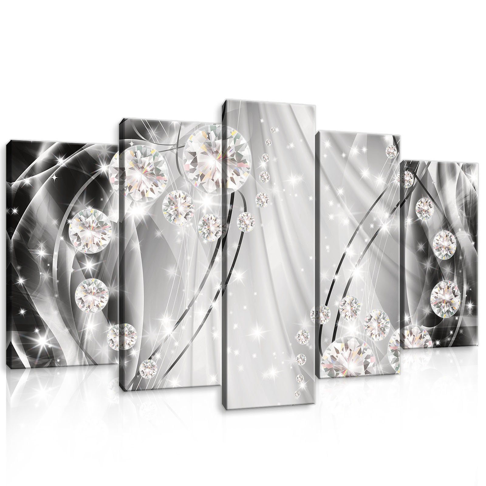 Wallarena Leinwandbild Abstrakt Set Diamanten Silber günstig online kaufen
