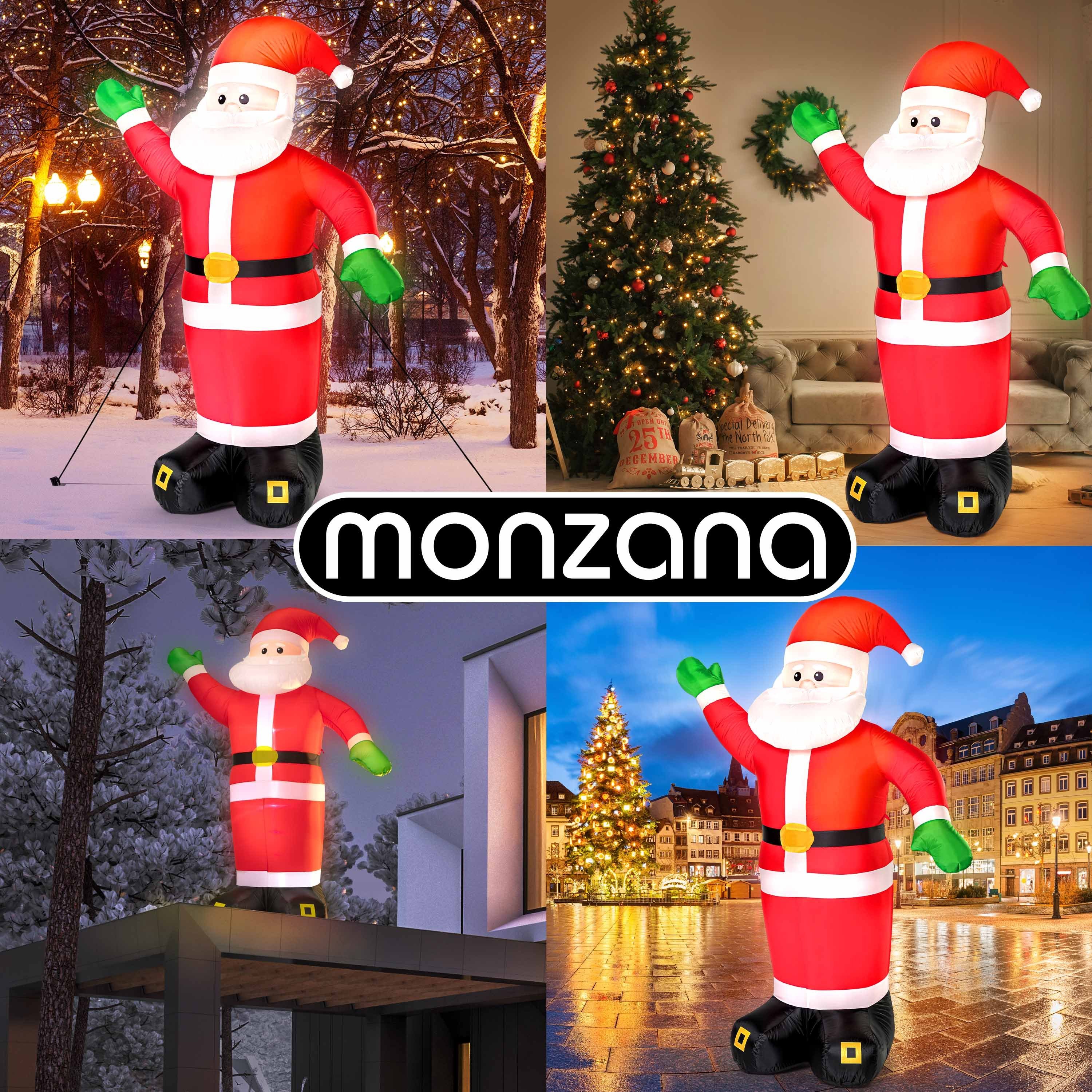 Befestigungsmaterial Beleuchtet Außen XXL 250cm LED monzana Weihnachtsmann, Aufblasbarer IP44