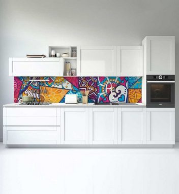 MyMaxxi Dekorationsfolie Küchenrückwand Buntglasfenster selbstklebend Spritzschutz Folie