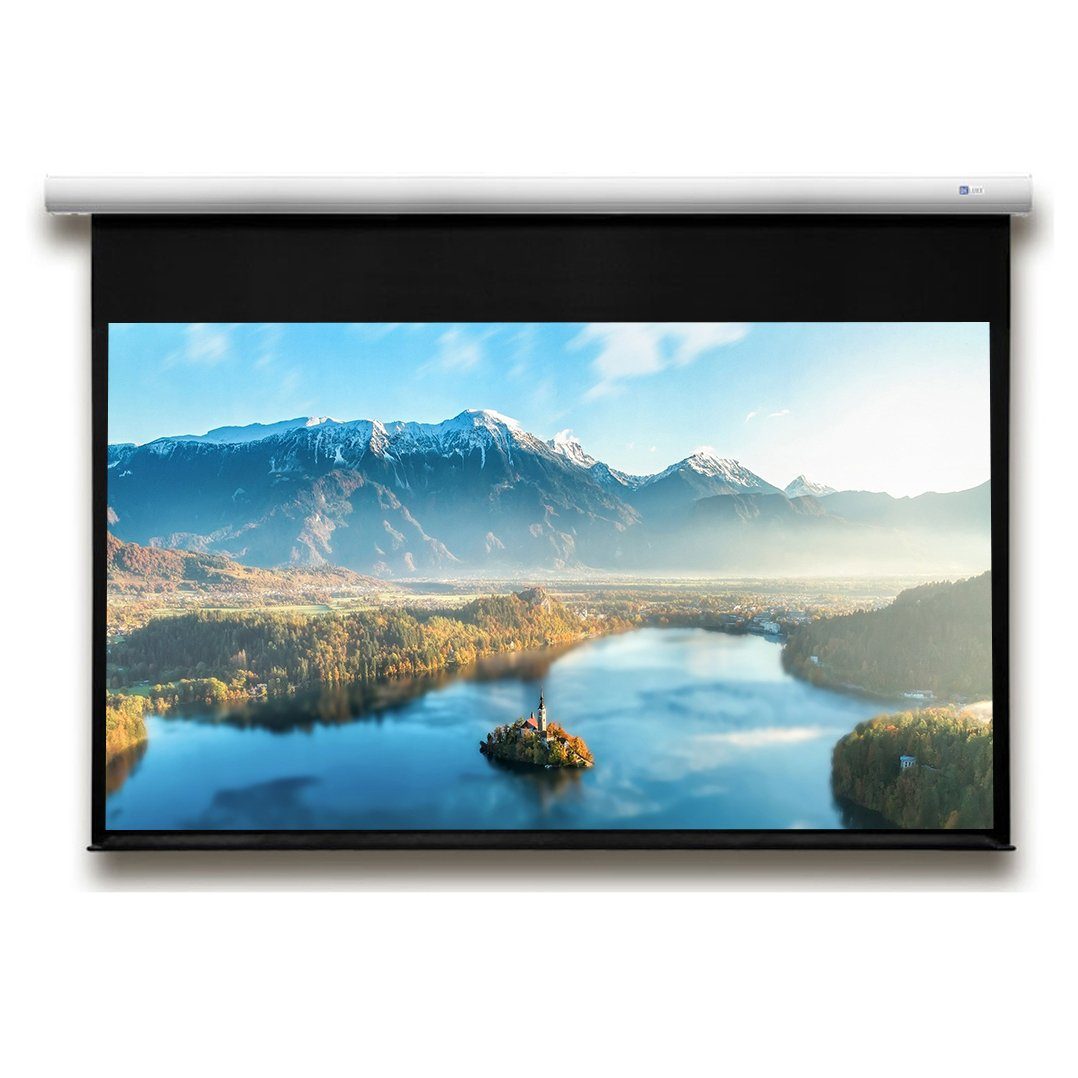 Deluxx Advanced - Elegance Mattweiss Polaro Motorleinwand (schwarze Rückseite)