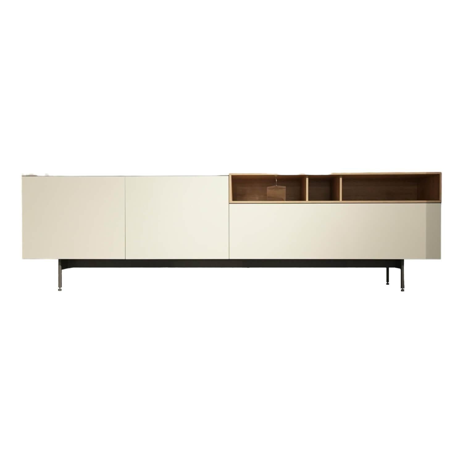SPECTRAL Sideboard Sideboard Next Lack Snow Weiß Aufsatzregal Light Oak