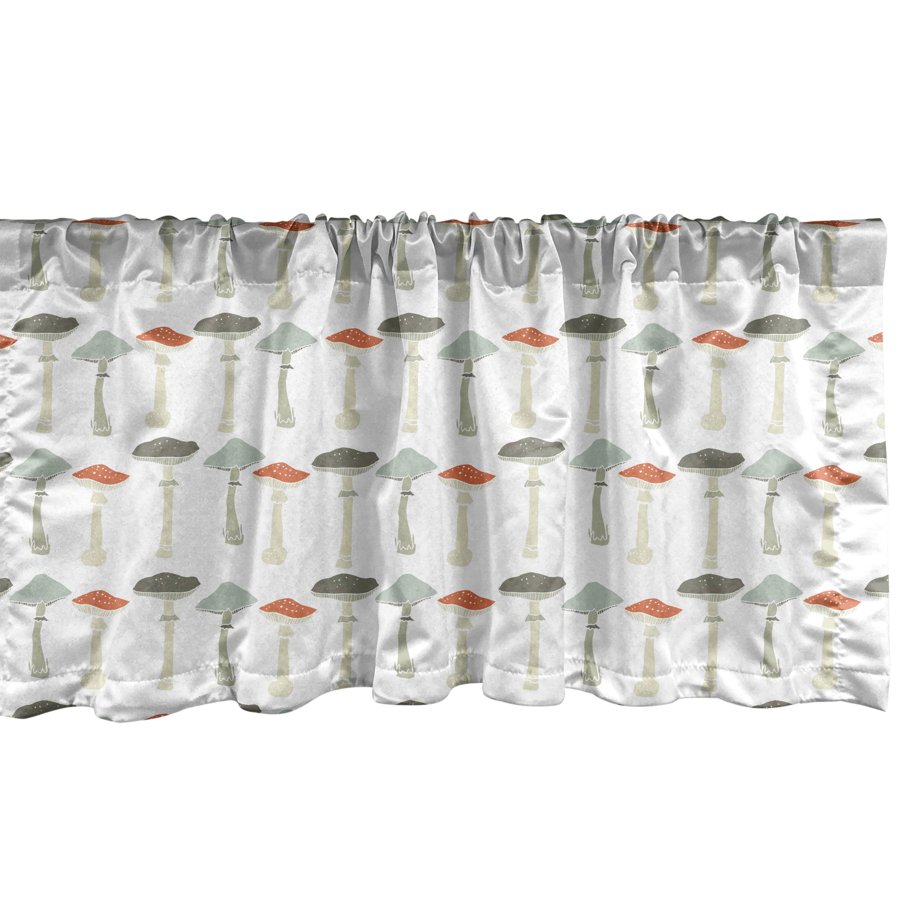 Scheibengardine Vorhang Volant für Küche Schlafzimmer Dekor mit Stangentasche, Abakuhaus, Microfaser, Pilz Retro Bio-Lebensmittel