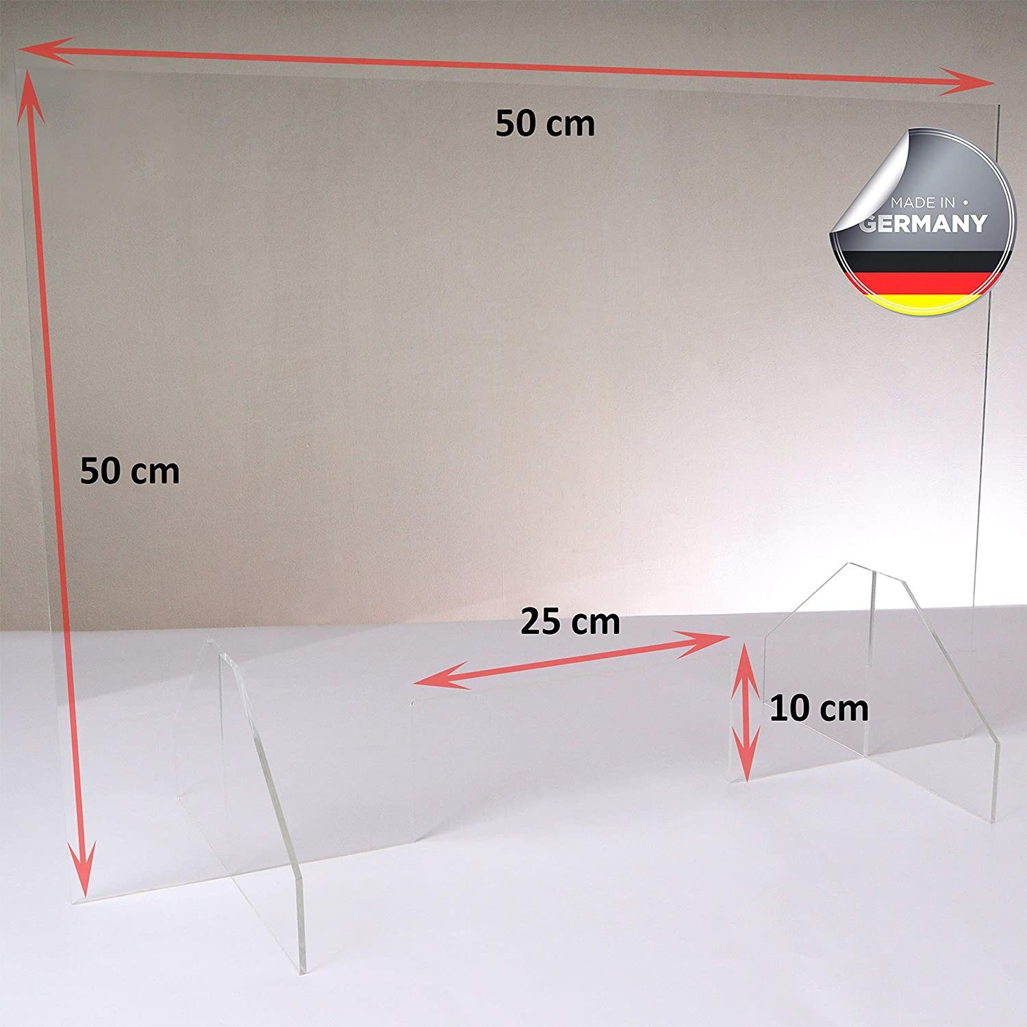 queence Trennwandplatten Tröpfchenschutz aus Verschiedene Füßen, - mit Hustenschutz Spuckschutz - Größen Schutzplatte - aufstellen zum Acrylglas