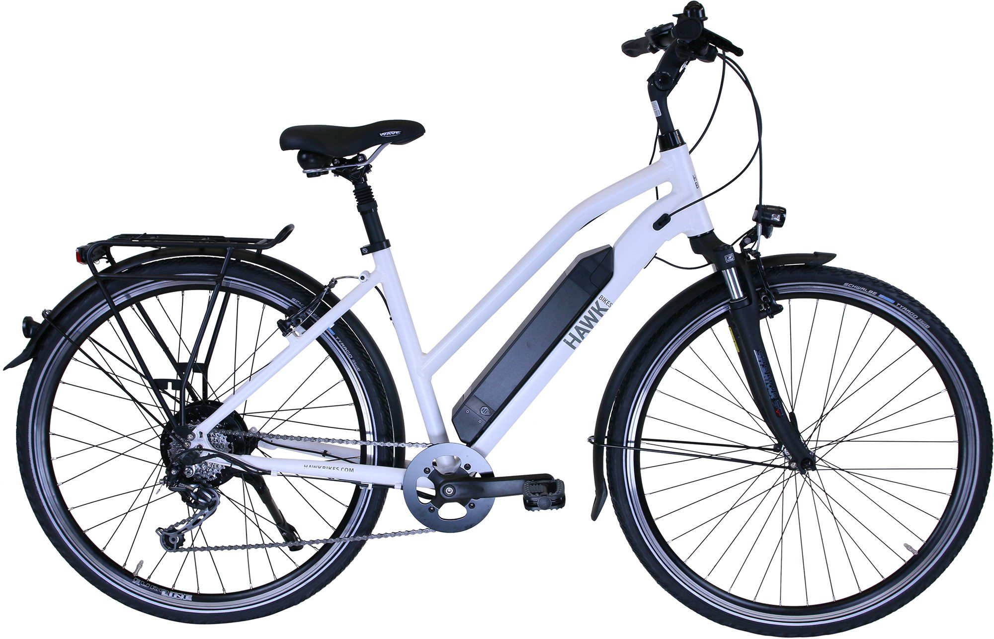 HAWK Bikes E-Bike HAWK, 8 Gang microSHIFT Microshift Schaltwerk, Kettenschaltung, Heckmotor, 418 Wh Akku, Pedelec