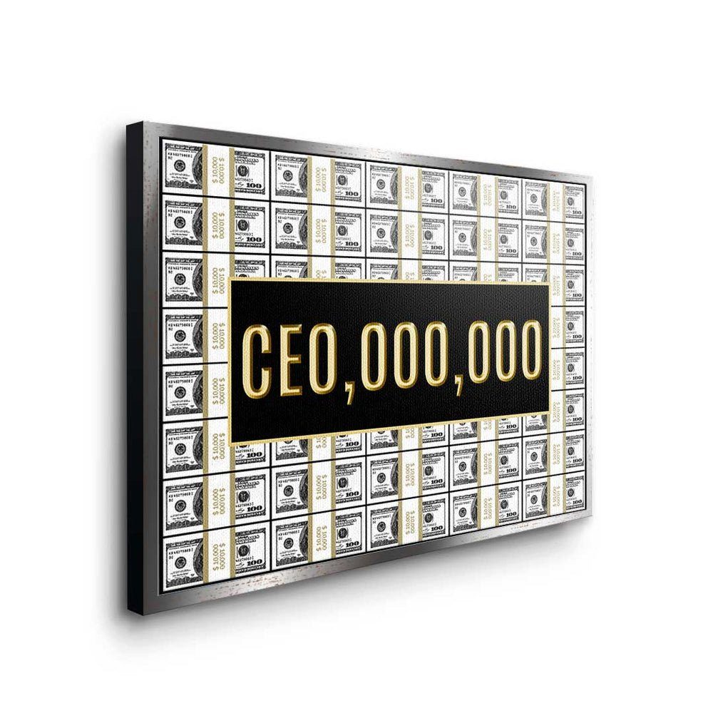 - goldener Motivation DOTCOMCANVAS® CEO.000.000 Rahmen Premium Hustle - - Leinwandbild, Leinwandbild - Büro