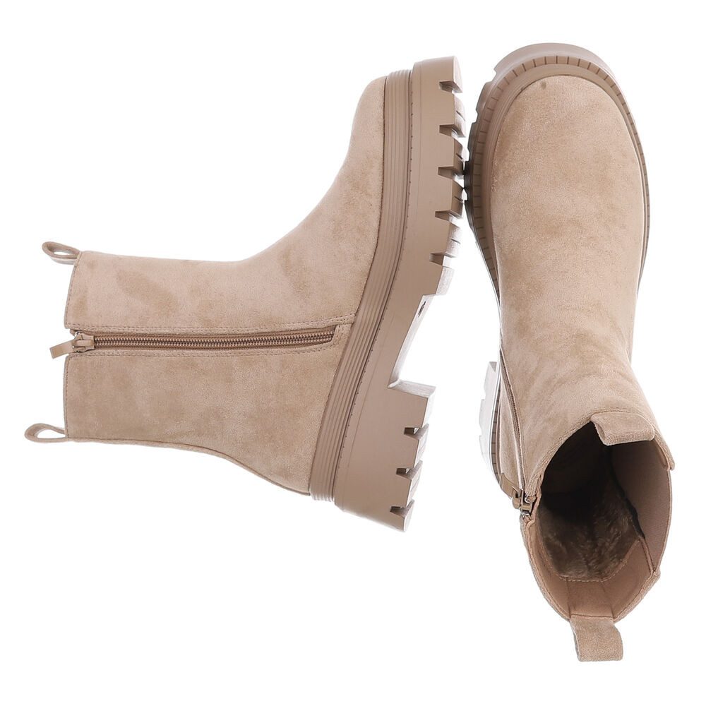 Ital-Design Damen Chelsea Boot mit Profilsohle und Blockabsatz Plateaustiefelette (92125246) Blockabsatz Stiefeletten in Hellbraun