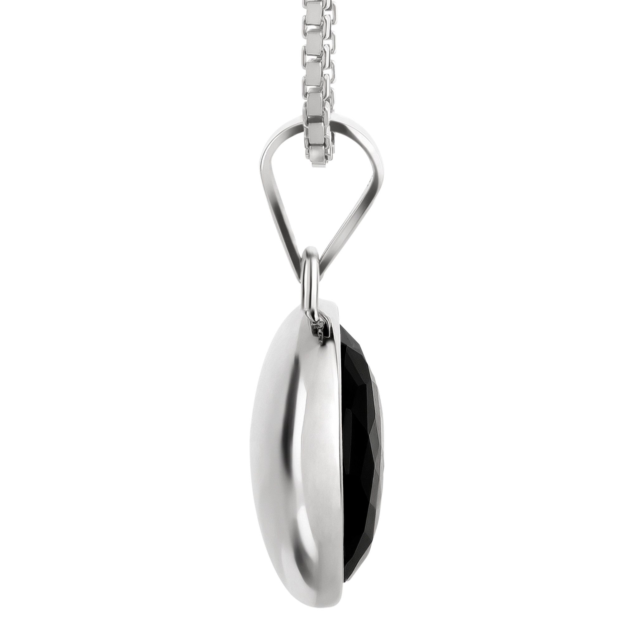Schöner-SD Kette mit Anhänger runder Kristallanhänger 925 Silber Halskette 45cm, mit Markenkristall