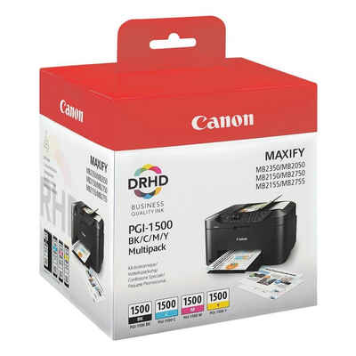 Canon PGI-1500 BK/C/M/Y Tintenpatrone (Set, 4-tlg., Original Druckerpatronen, schwarz / cyan / magenta / gelb)