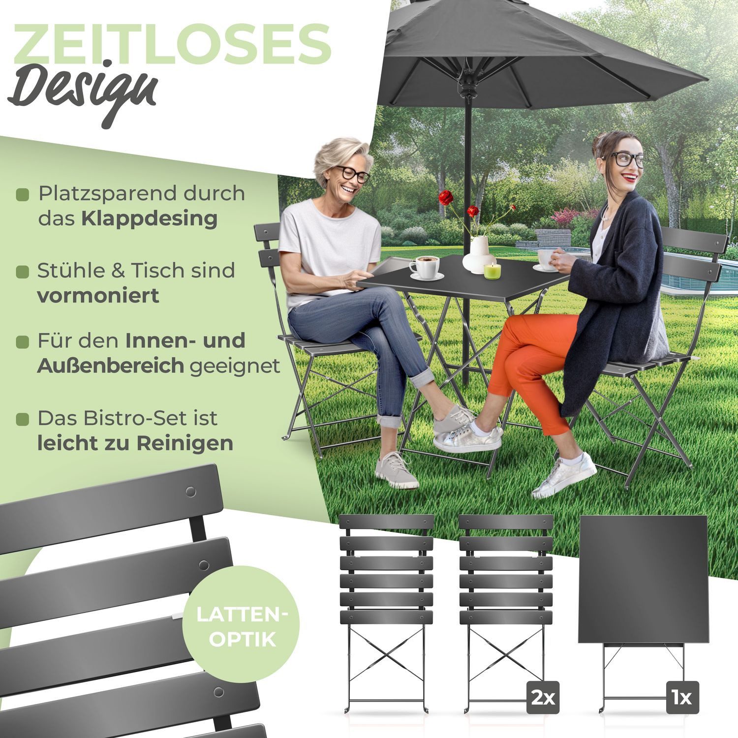 KESSER Bistrotisch 3-teiliges Bistroset Outdoor Sitzgruppe günstig online kaufen