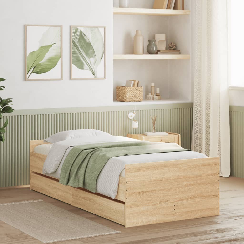 vidaXL Bett Bettgestell mit Schubladen Sonoma-Eiche 90x200 cm – Bild 2 von 5