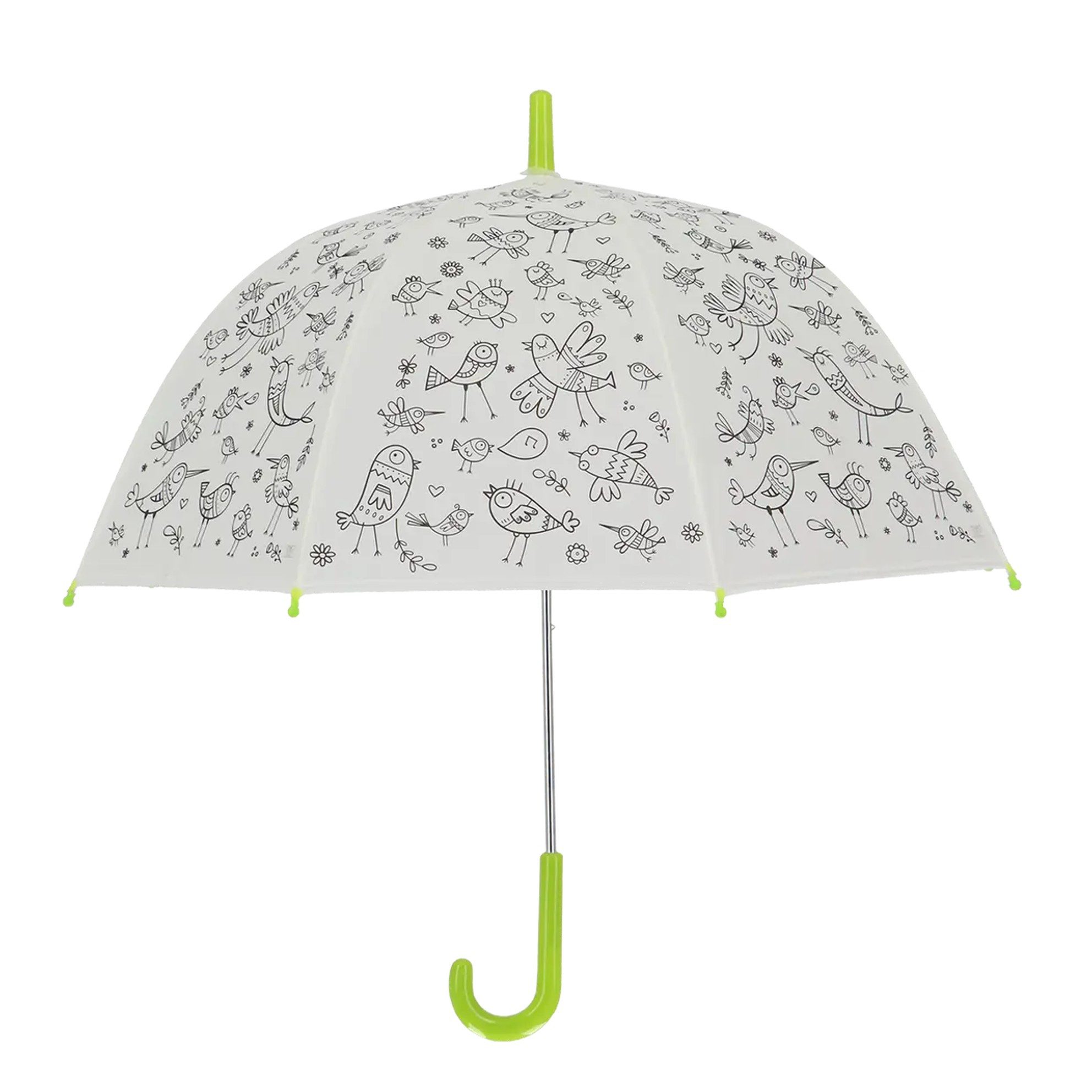 esschert design Stockregenschirm PIY Regenschirm Vögel zum Bemalen Kinder Regenschutz bunt