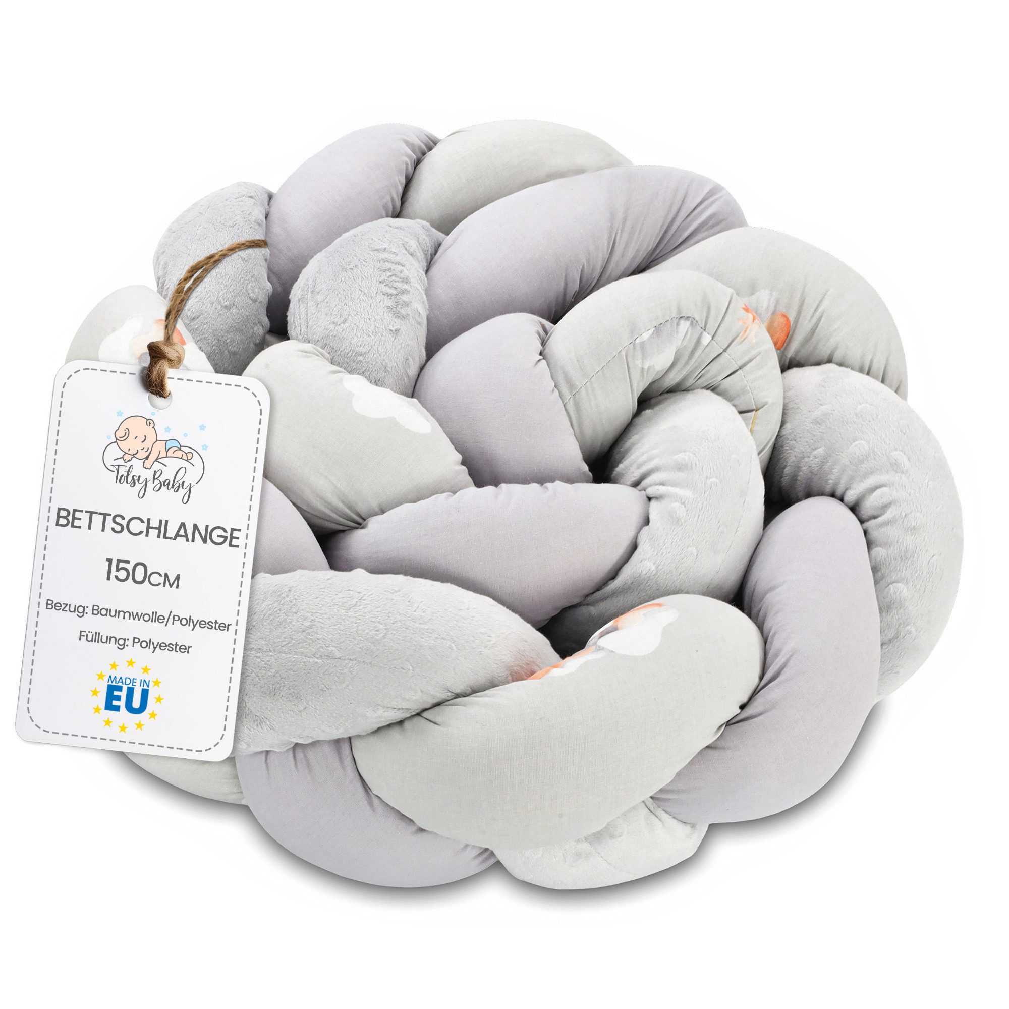 Totsy Baby Bettnestchen Bettschlange Bettumrandung für Babybett und Kissen Deko Kuschelkissen