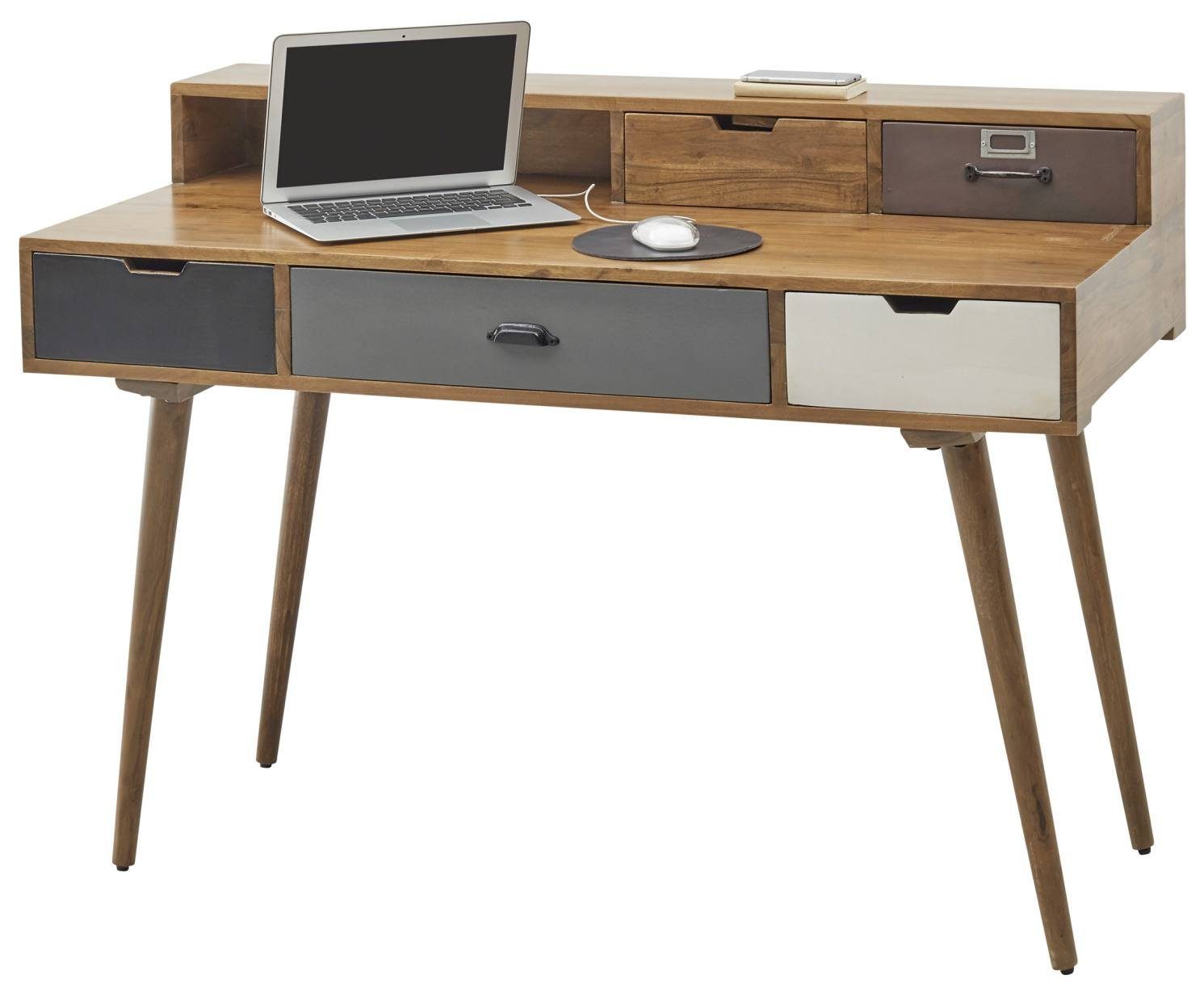 Stolkom Sp.z.o.o. Sekretär Schreibtisch Sekretär BELLI mit 5 Schubladen Akazie Massivholz