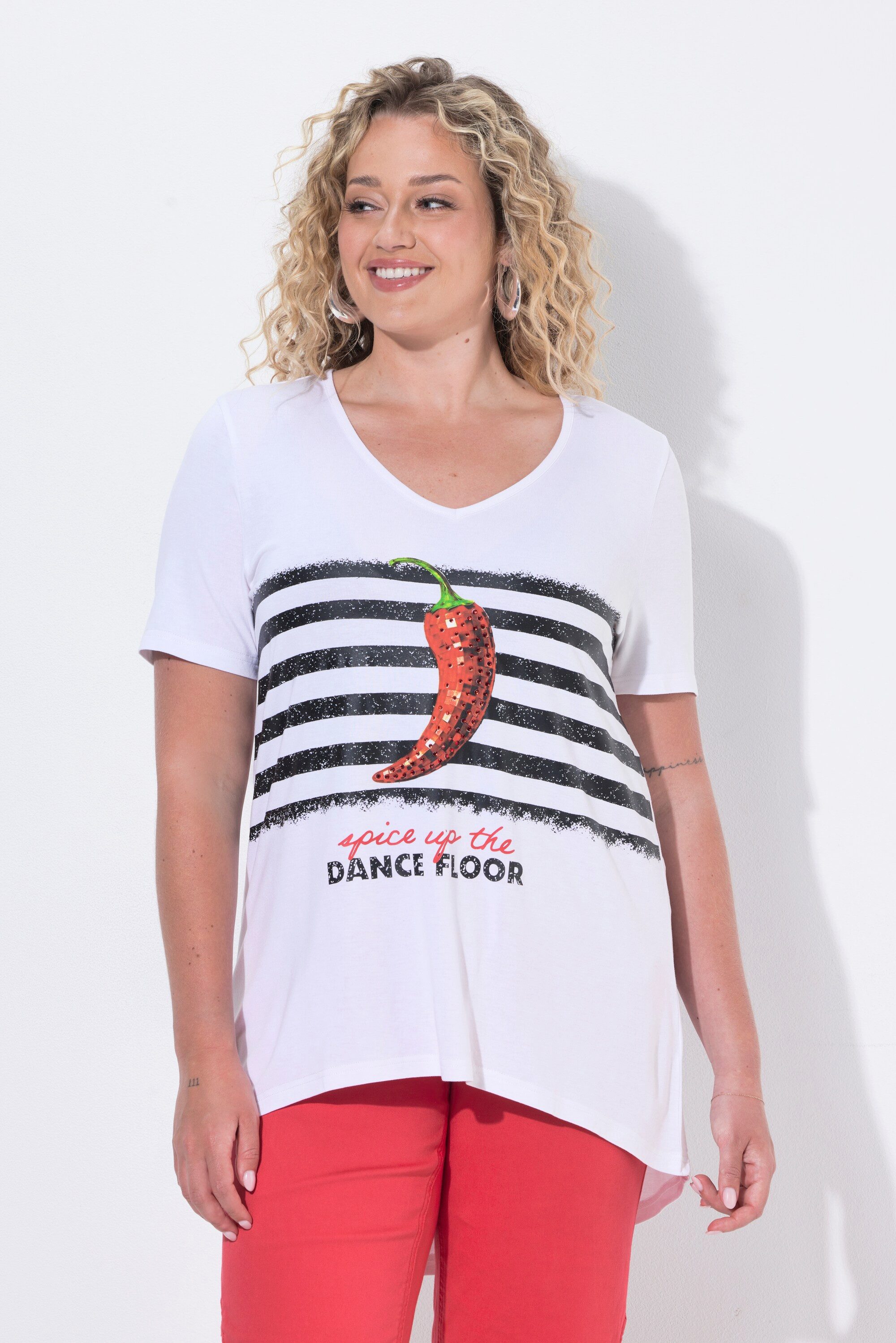 Angel of Style T-Shirt T-Shirt A-Linie Chili-Motiv Glitzersteinchen