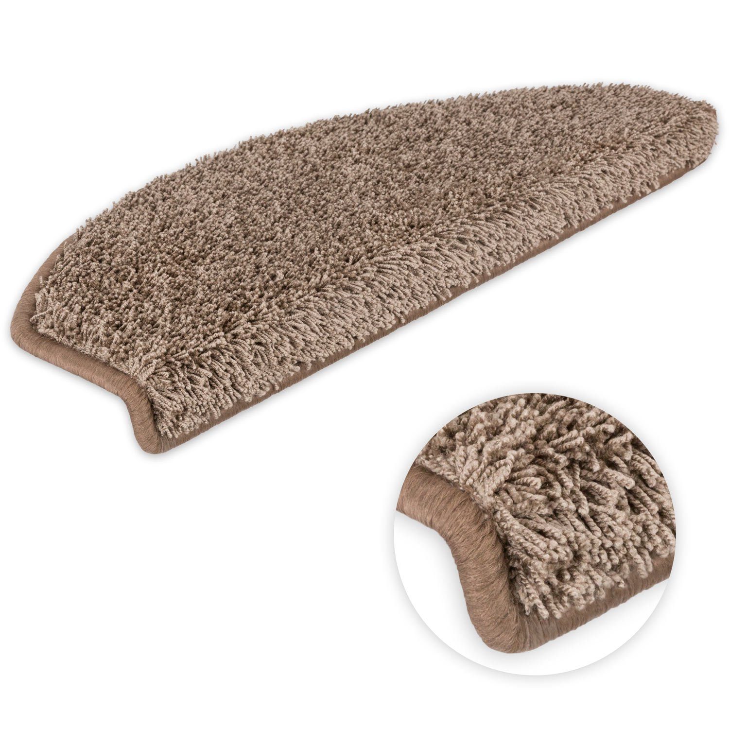 Metzker® Stufenmatte Shaggy Stufenmatten Emphoria Halbrund hellbraun 15 Stü günstig online kaufen