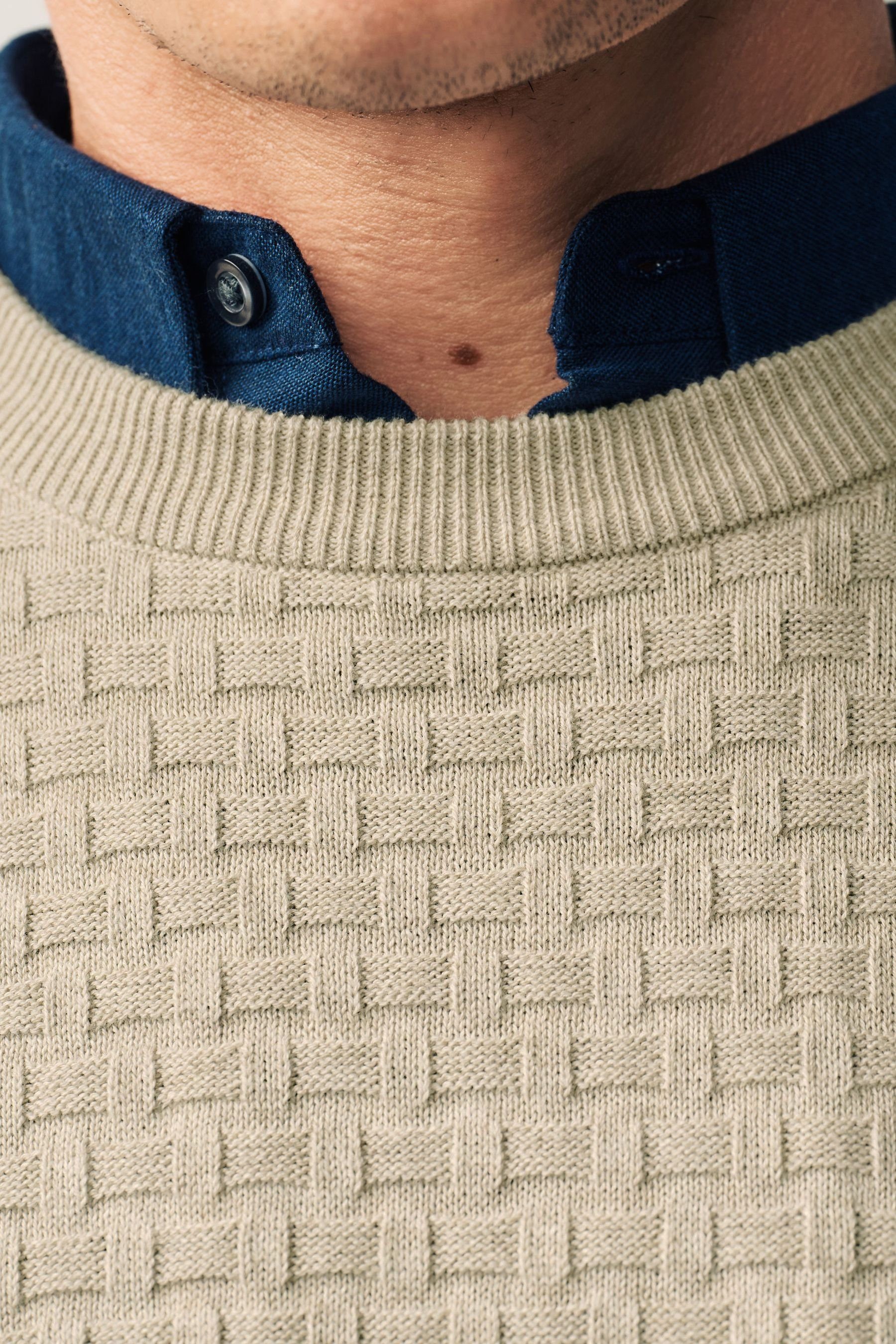 Next 2-in-1-Pullover Rundhalsstrickpullover mit Hemdeinsatz (1-tlg)