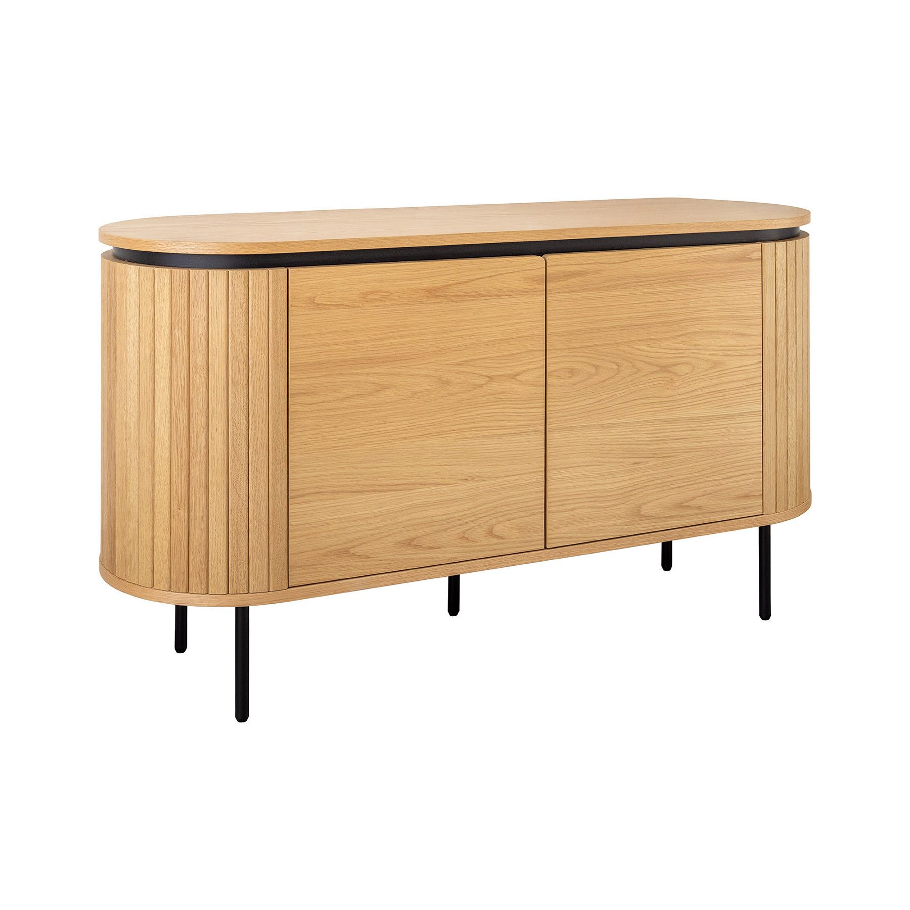 riess-ambiente Sideboard ATELIER 120cm natur / schwarz – Eichen-Optik, Metall, modern (Einzelartikel, 1 St), kompakte Kommode mit vier geschlossenen Fächern – ideal für Wohnzimmer