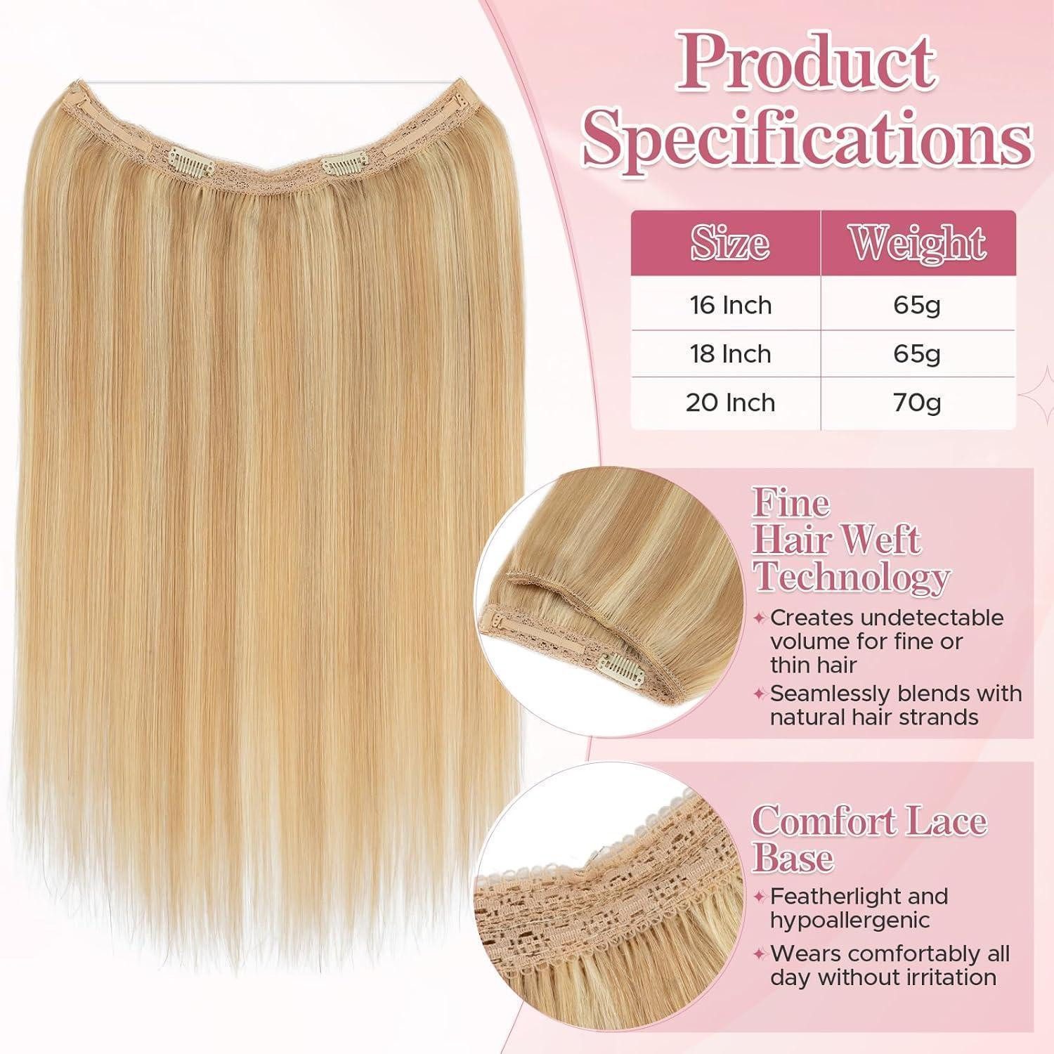 LuxusKollektion Echthaar-Extension Extensions Echthaar Remy 45 cm - 65g Honigblond Hellblond #18p613