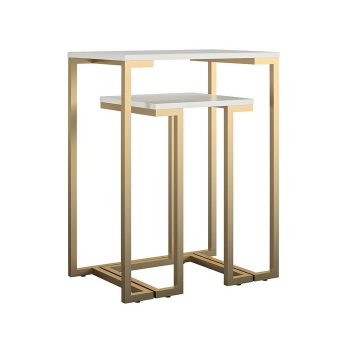 loft24 Satztisch Camila (Set 2-St. 2er-Set) Wohnzimmertische im eleganten Design goldfarbenes Metallgestell