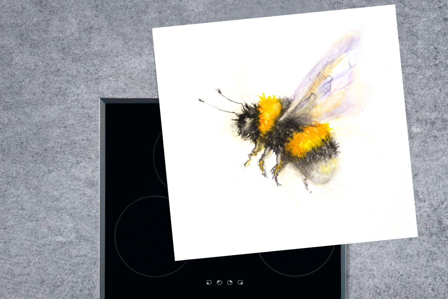 tlg), Ceranfeldabdeckung, Vinyl, MuchoWow Herdblende-/Abdeckplatte Biene für einer küche (1 auf Arbeitsplatte weißem 78x78 cm, Illustration Hintergrund,