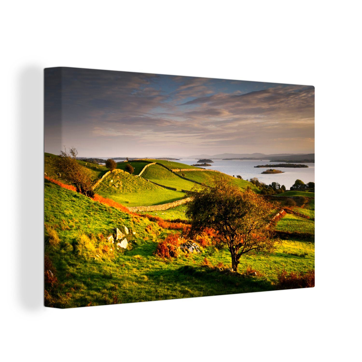 OneMillionCanvasses® Leinwandbild Sonnenuntergang in Irland, (1 St), Wandbild Leinwandbilder, Aufhängefertig, Wanddeko, 30x20 cm