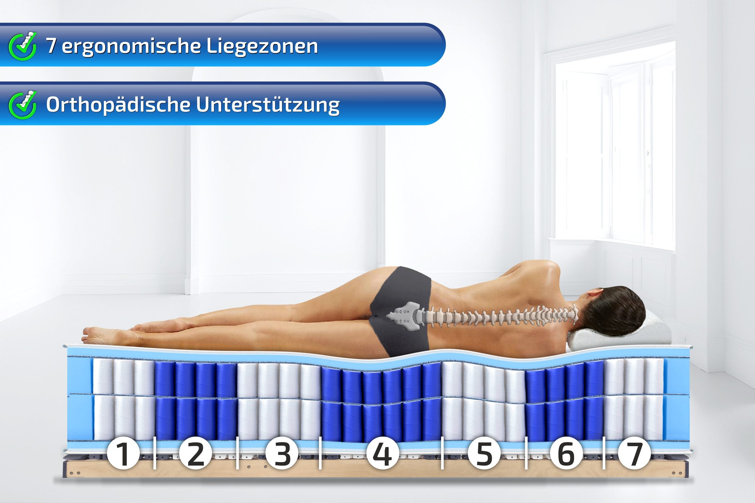 Boxspringmatratze 33cm hoch XXL, Doppel Taschenfederkern Matratze, TerraMed BOX, Matratzen Perfekt, 33 cm hoch, (Intergierter Kaltschaumtopper, 90x200, 100x200, 120x200, 140x200, 160x200, 180x200, 80x200cm), Härtegrad H2, H3, H4, H5 möglich