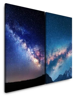 Sinus Art Leinwandbild 2 Bilder je 60x90cm Milchstraße Nachthimmel Sterne Galaxie Traumhaft Astrofotografie Universum